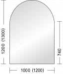 Bodenplatte Glas halbrund 120 x 130